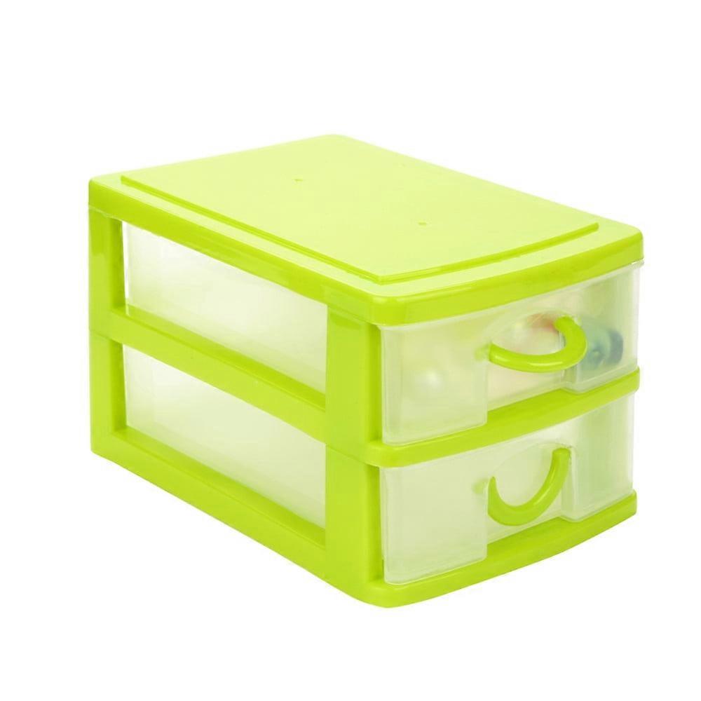 Fdelink 2-Layer Storage Box (Green), Durable Plastic Mini Desktop Drawer for Sundries, compatible with small objects organization