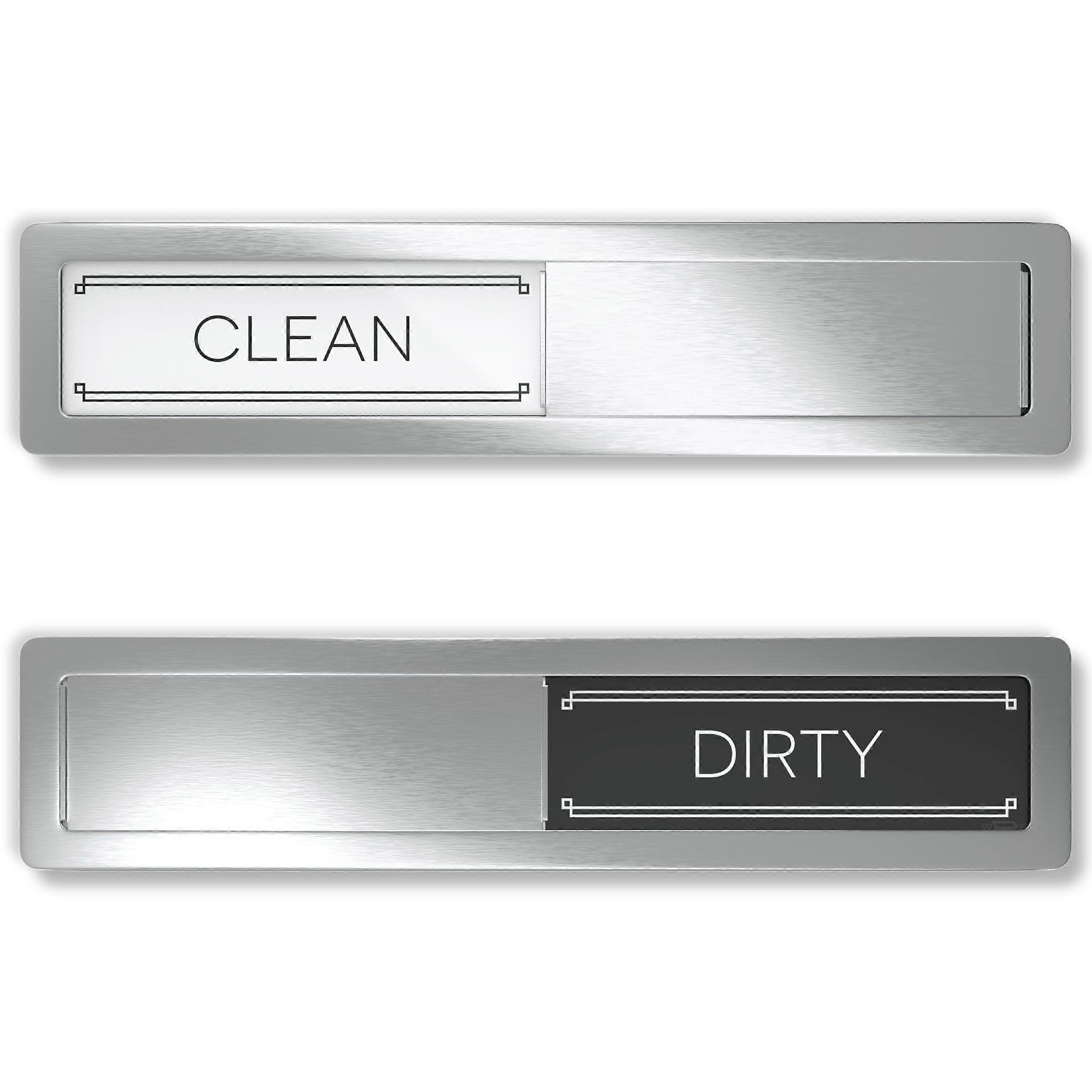 Dishwasher Clean Dirty Magnet with Smooth Sliding Indicator, Stainless Steel Rustic Design