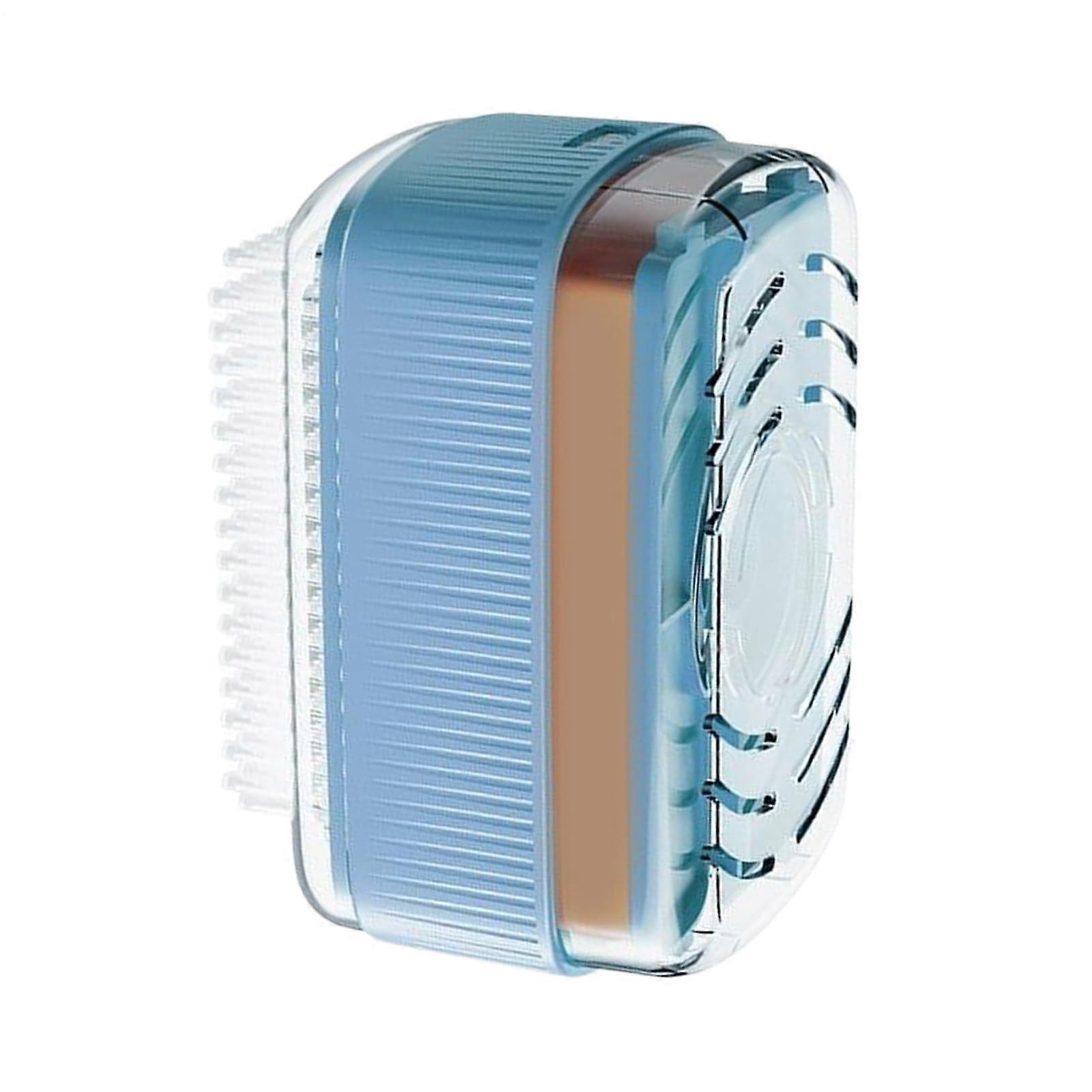 Laundry Soap Dish with BuiltIn Draining Rack for Clothes Scrubbing Camping Dorm Travel 13x7.5cm Blue