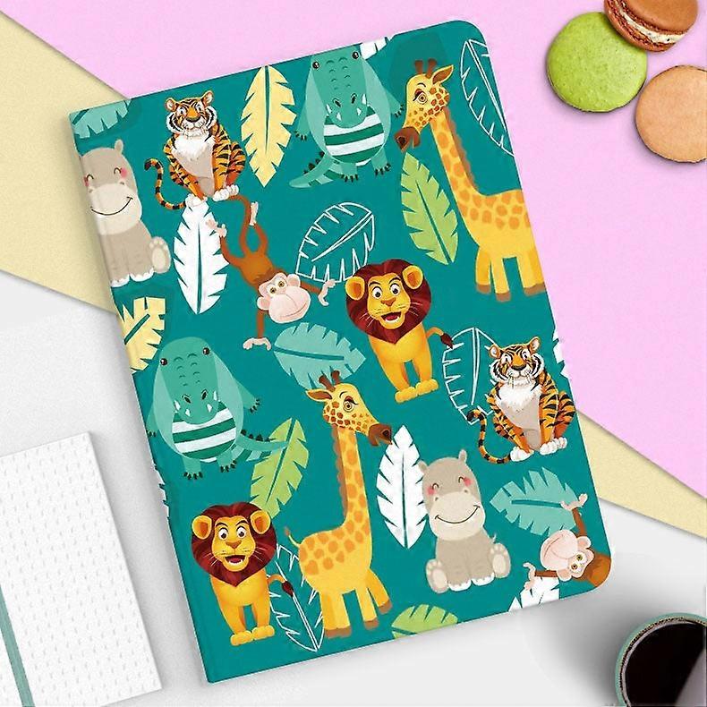 Capa elegante para iPad 2022 de 10 polegadas em silicone com desenho de animal da floresta.