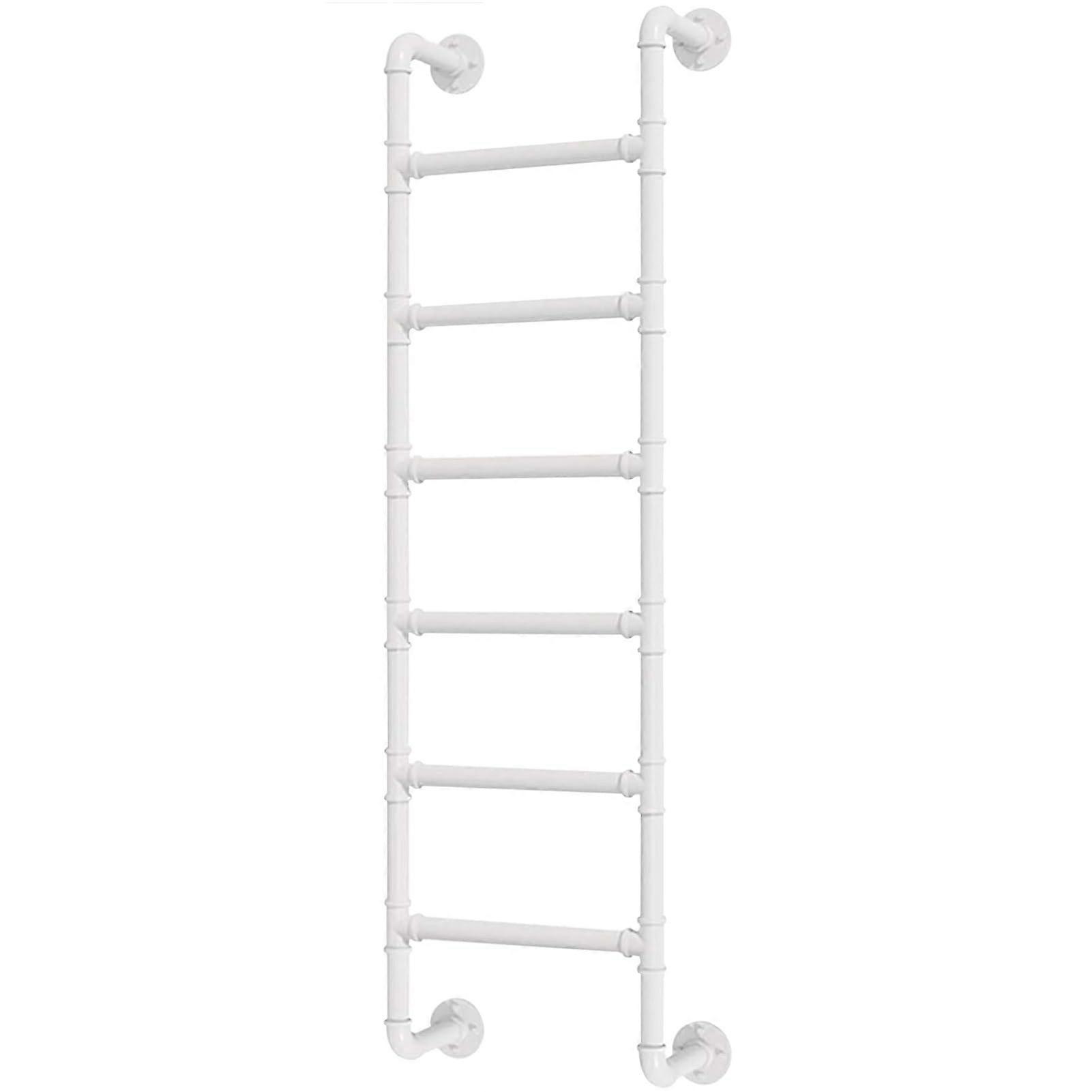 White Wrought Iron Bunk Bed Ladder Wall Mounted Emergency Fire Escape with Multiple Height Options