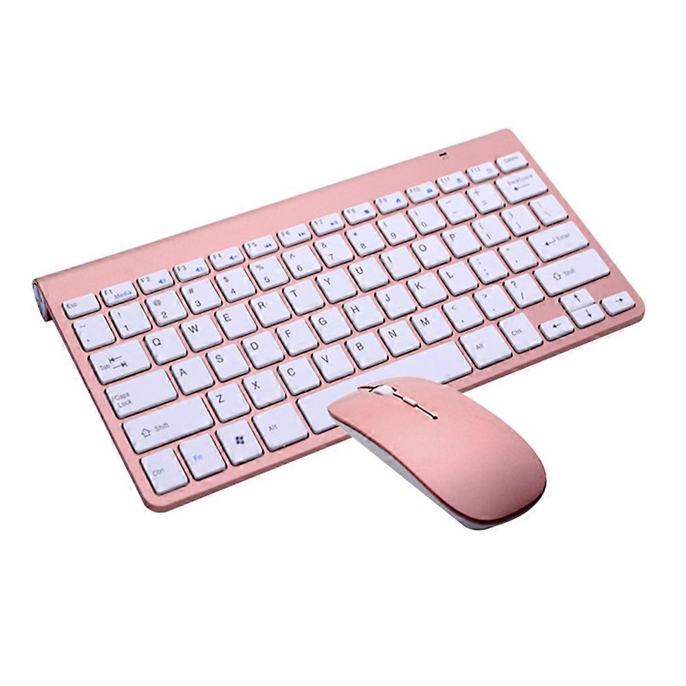 Wireless Keyboard and Mouse Set 2.4g for Computer Use Rose Gold