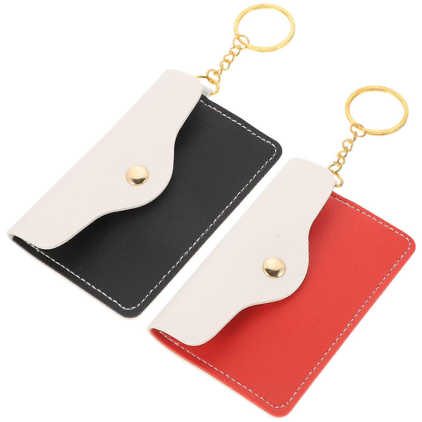 Key Ring Card Holder with Storage Function 2Pcs Assorted Color