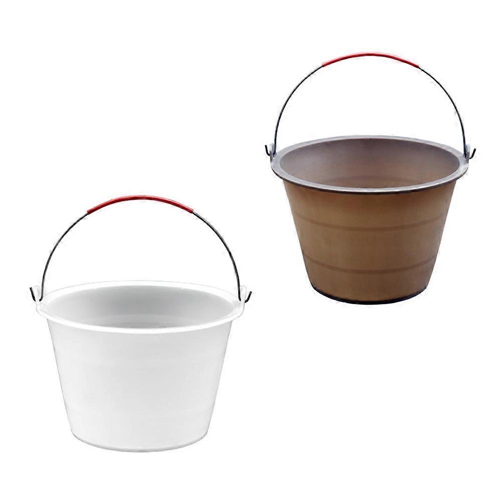 Plastic Storage Bucket Cement Thickened for Construction Use 2Pcs Brown Buckets