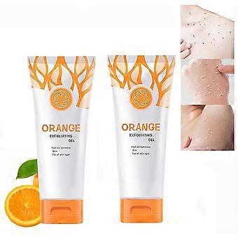 Exfoliating Gel Face and Body Scrub, Gentle Natural Orange, Moisturizing Skin Care 50g (2pcs)