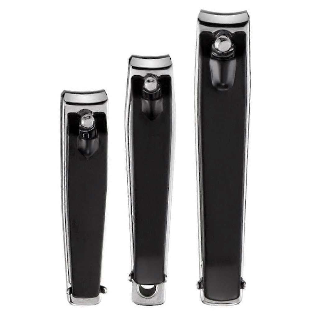 Professional Stainless Steel Nail Clipper Set 3pcs Black Silver Sharp Blades with Storage Box