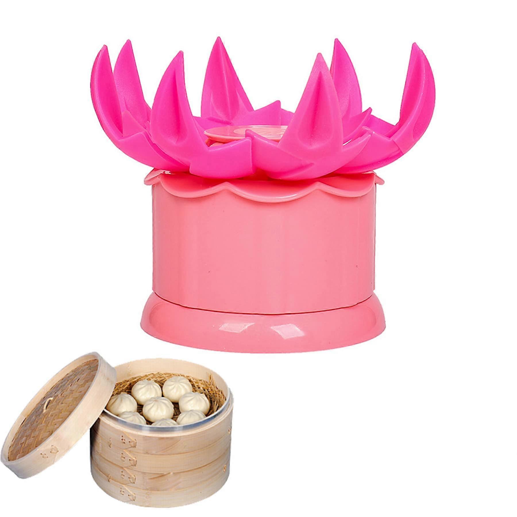 Large 2.36' Baozi Maker Dumpling Mold, Plastic Bun Press Tool for Chinese Steamed Buns, Pink