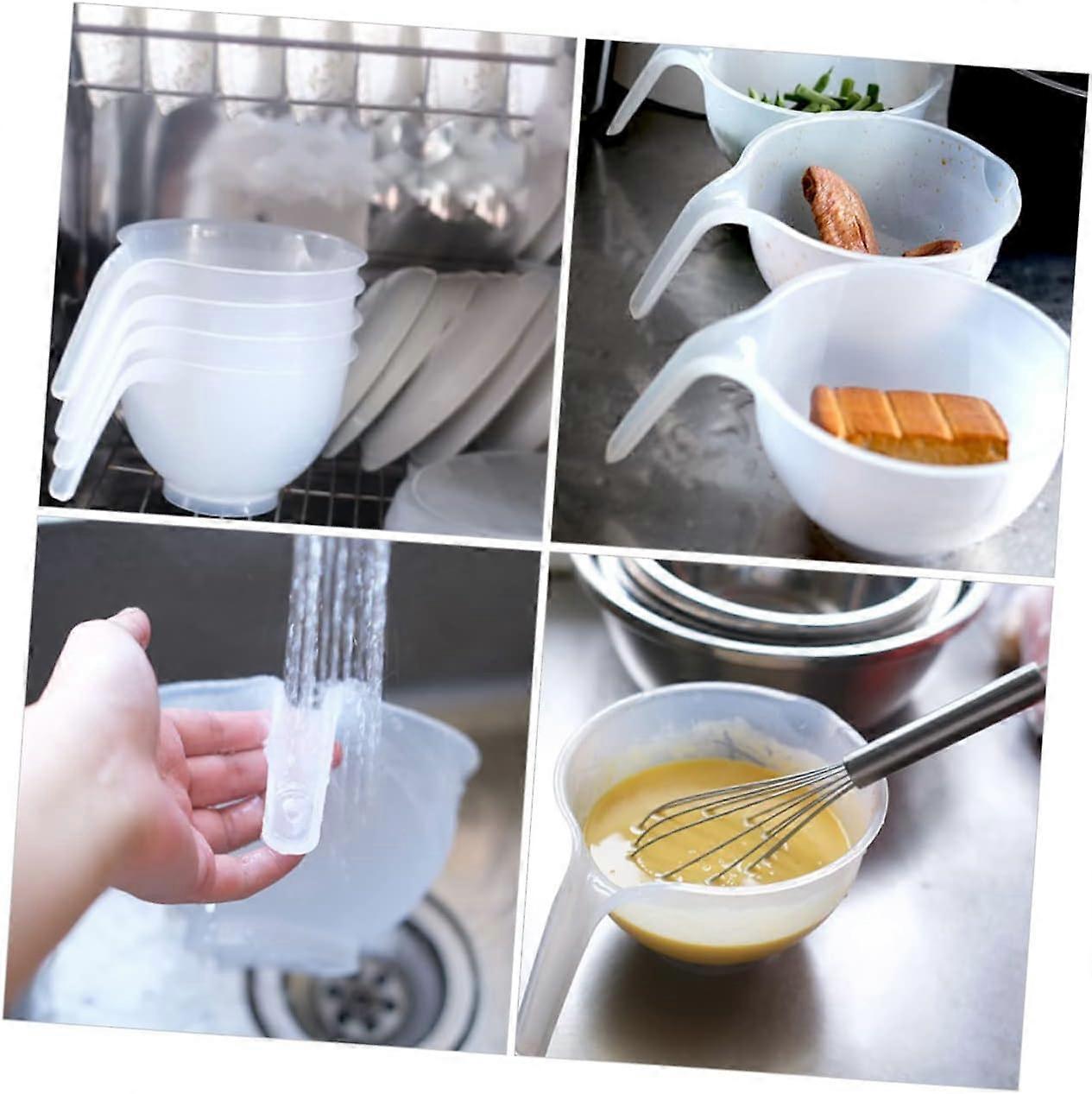 2Pcs Plastic Mixing Bowls with Handle Microwave Safe Nesting Set for Baking and Cooking