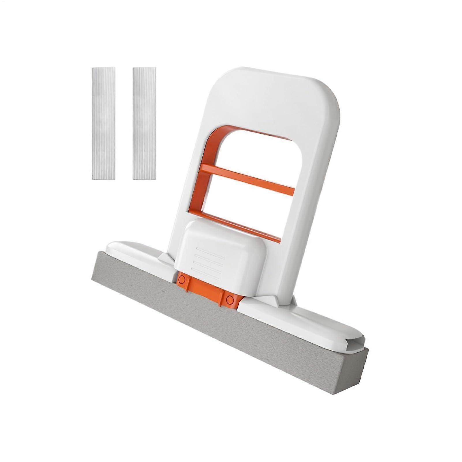 Small Cleaning Sponge Mop Set with 3 Replacement Heads, Short Handle for Kitchen and Bathroom