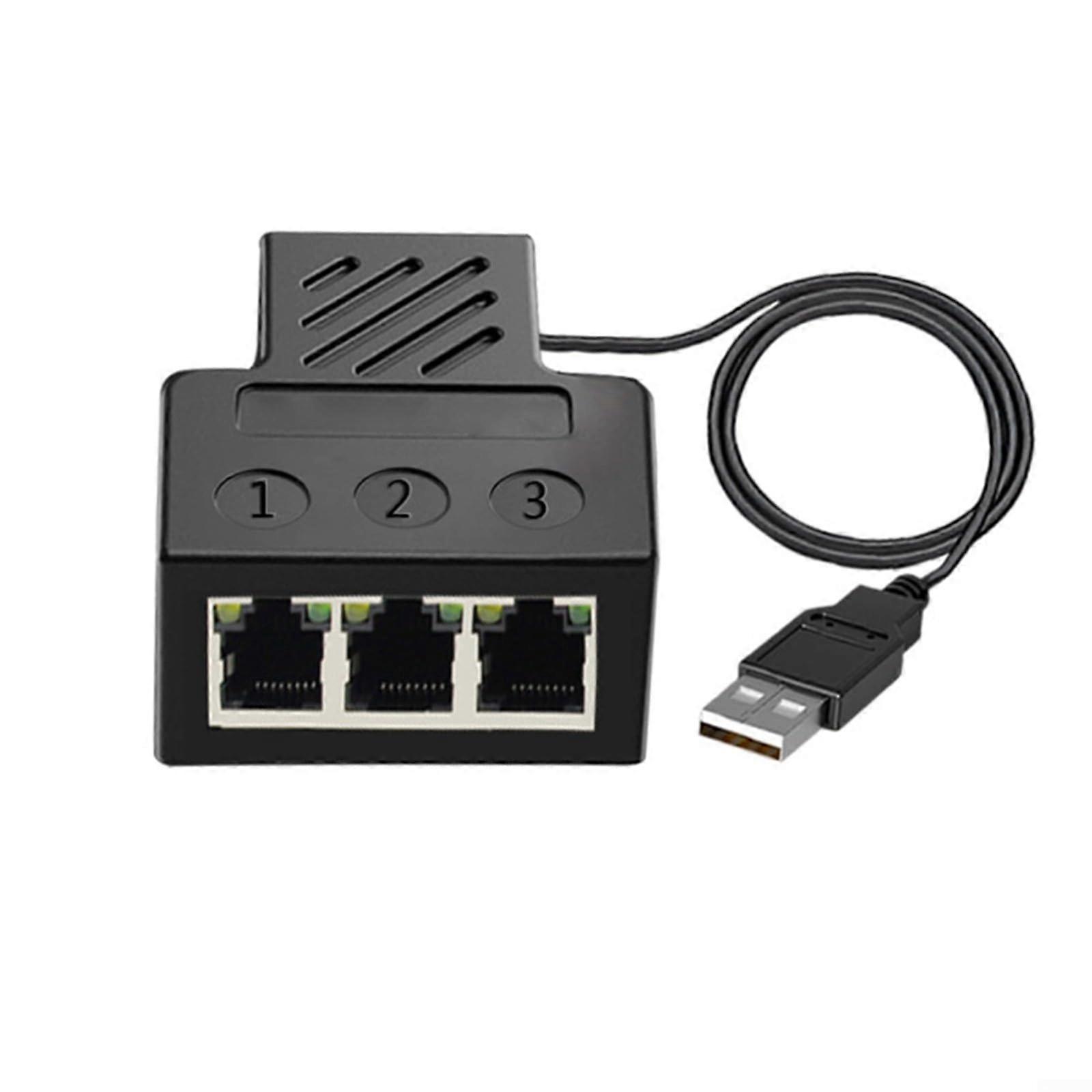 Ethernet Splitter RJ45 Network Cable Adapter 1 to 3 with 0.8m Cord for MultiDevice Connectivity