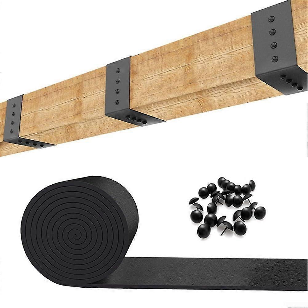 Faux Wood Beam Strap with Tacks, Gap Hiding SelfAdhesive Ceiling Beam Strap 1.57in x 5Ft