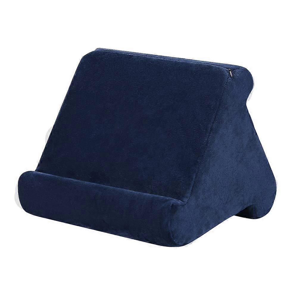 Tablet Pillow Stand for Bed and Sofa with MultiAngle Support, Pocket, Washable Cover, Navy