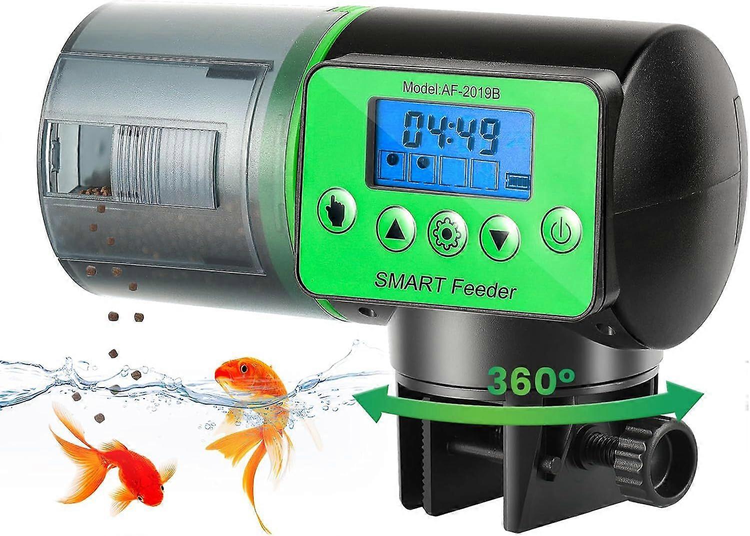 Programmable Automatic Fish Feeder for Aquariums - Moisture-Proof Timer Dispenser with 200ml Adjustable Portion for Holidays