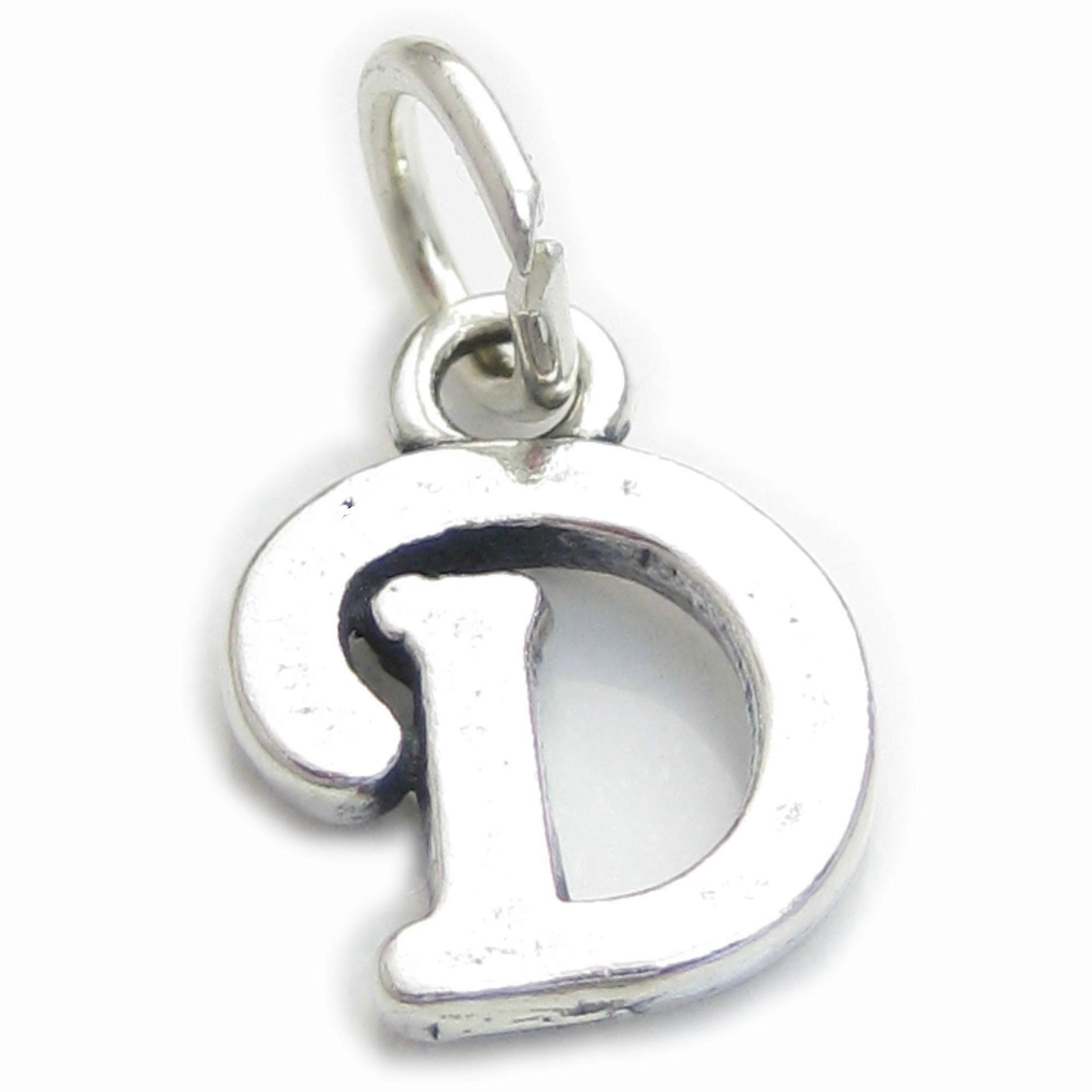 Script Letter D Initial sterling silver charm .925 x 1 Letters charms