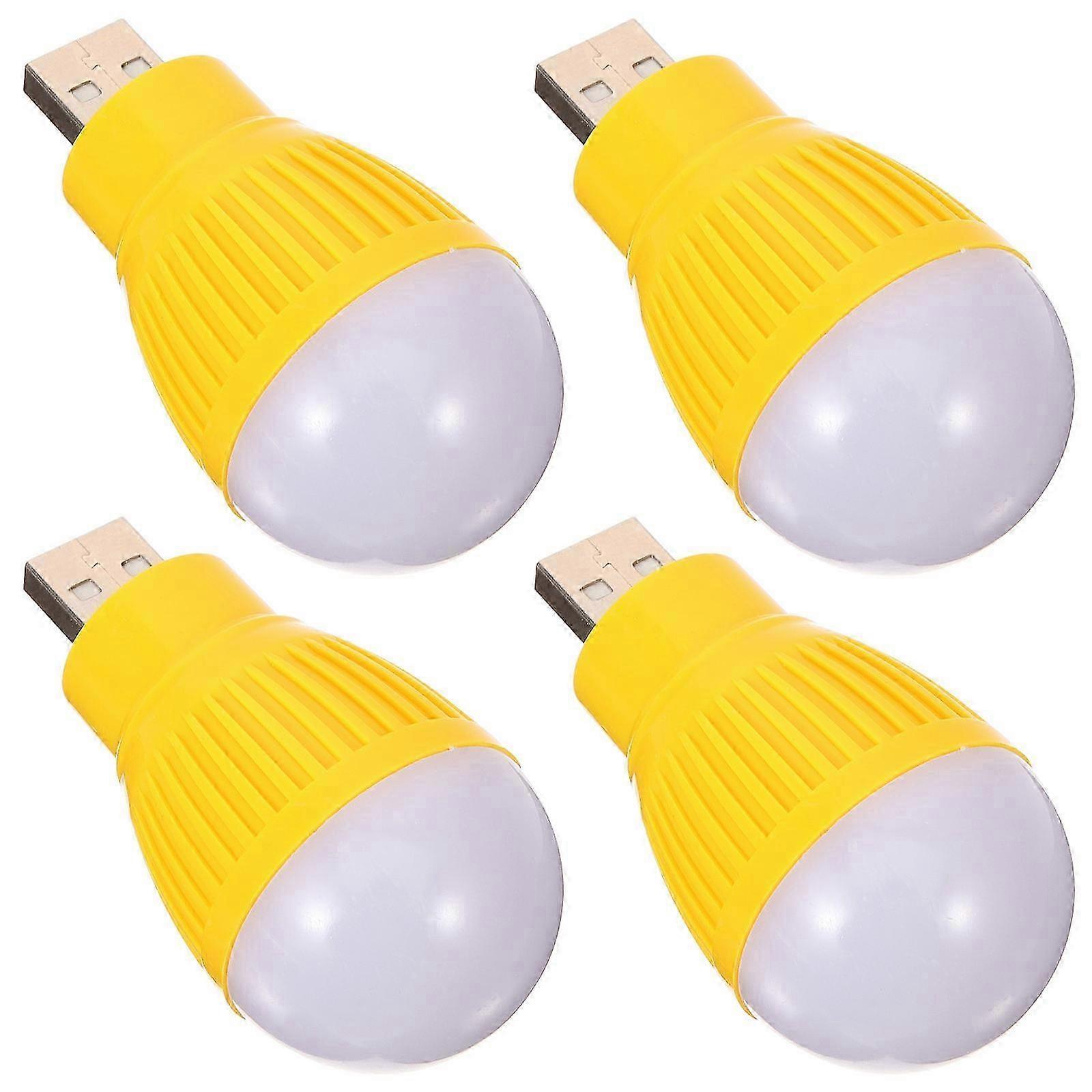 LED Mini Lights USB Small Light Bulbs for Travel Lighting 4Pcs Yellow