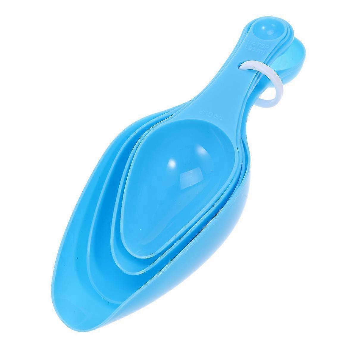 Blue Plastic Kitchen Measuring Spoon Set for Baking, 4 Pcs