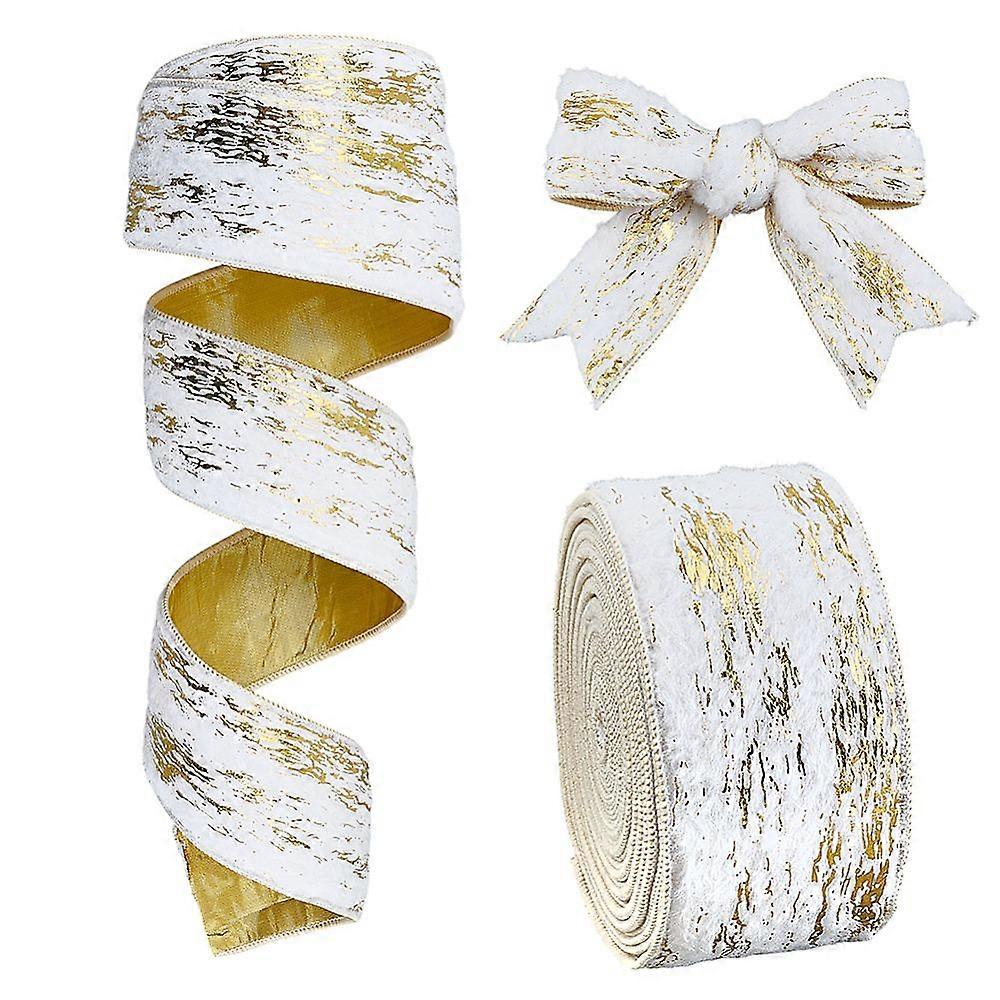 golden Stamping Single Face Polyester Ribbon White 2-1/2 inch(65mm)