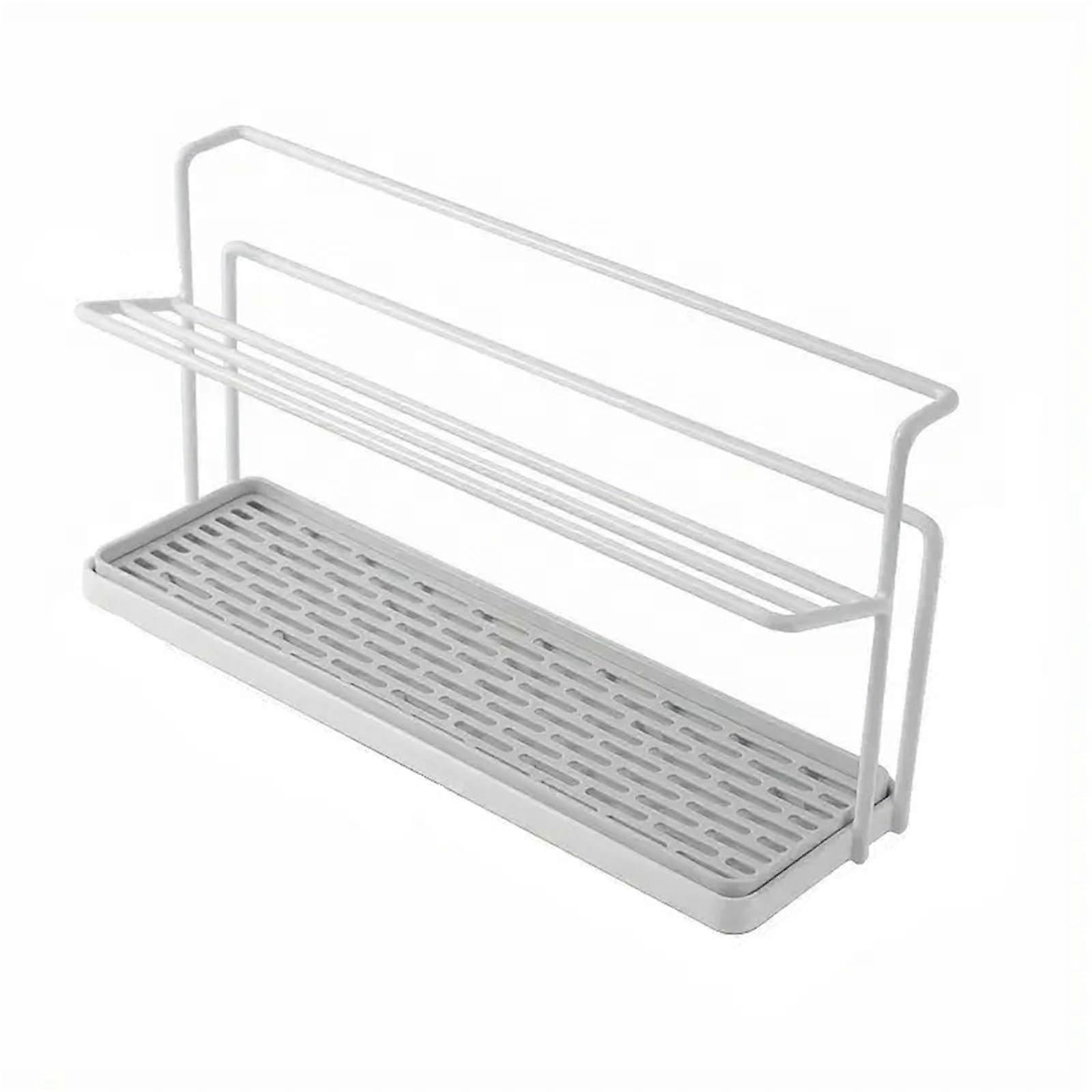 Cup Storage Rack DoubleLayer Space Saving with Drainage, White Countertop Mug Holder Stand