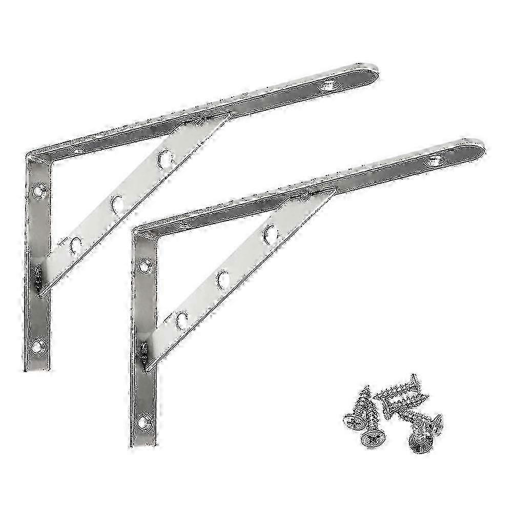 2pcs Heavy Duty Stainless Steel Shelf Bracket Frame, Triangle Wall Mount Support for Floating Shelves, Rustproof Bench Table Support