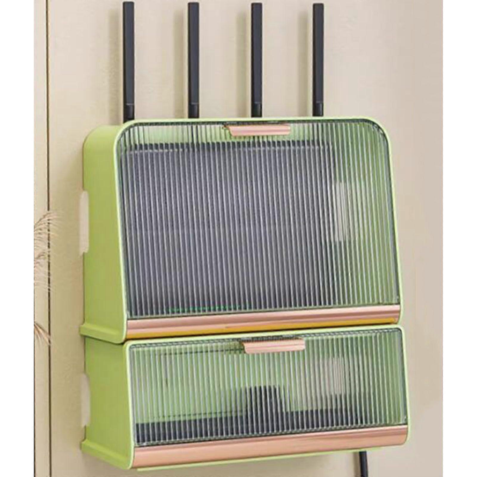 WiFi Router Wall Mount with DualLayer Storage, Cable Management, Heat Dissipation, Easy Install