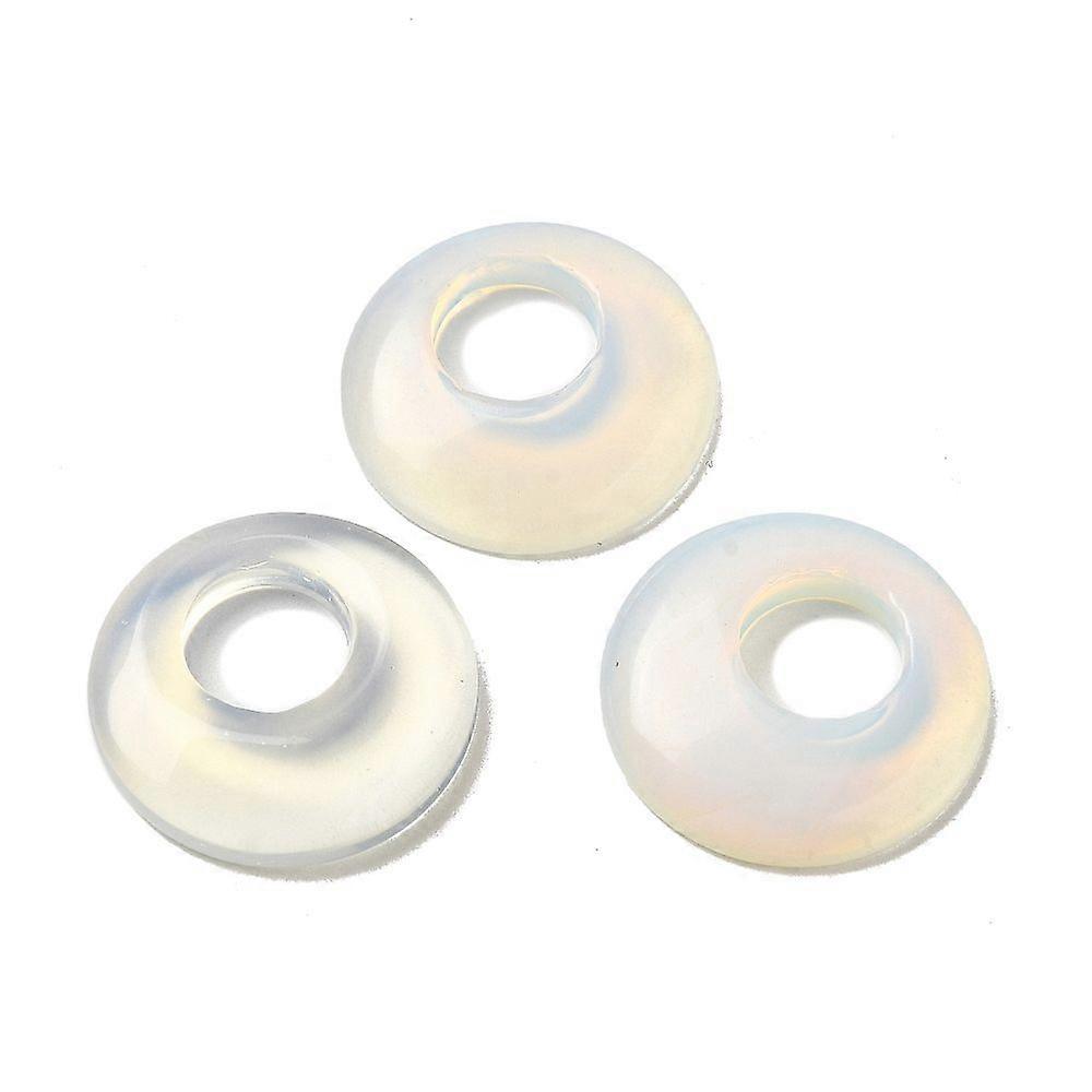 Opalite Pendants Donut/Pi Disc Charms 27.5~28x4.5~5.5mm