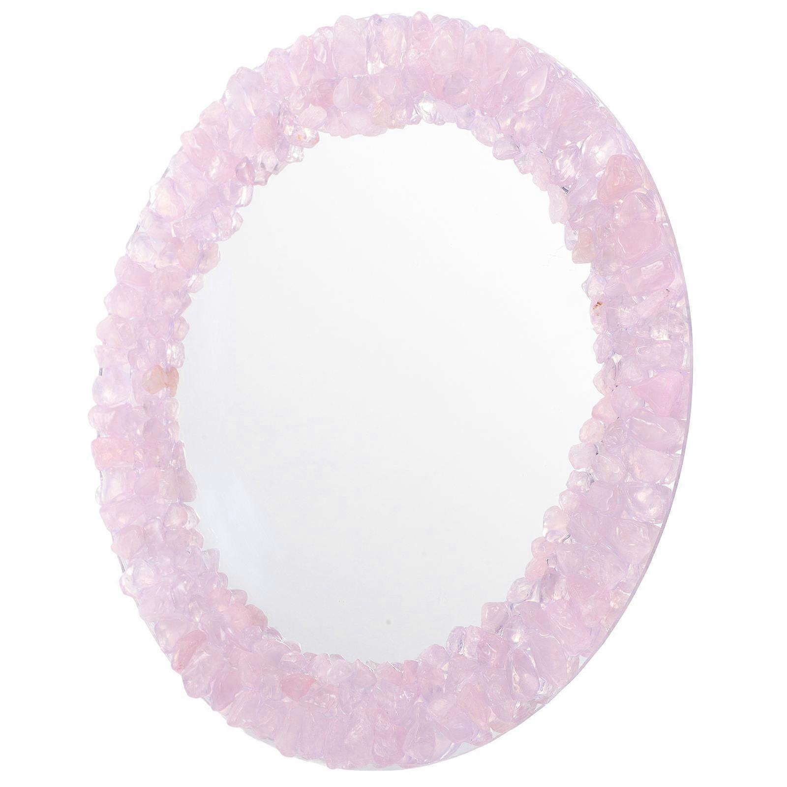 Pink Crystal Mirror for Makeup Decoration with 5Pcs Vanity Set