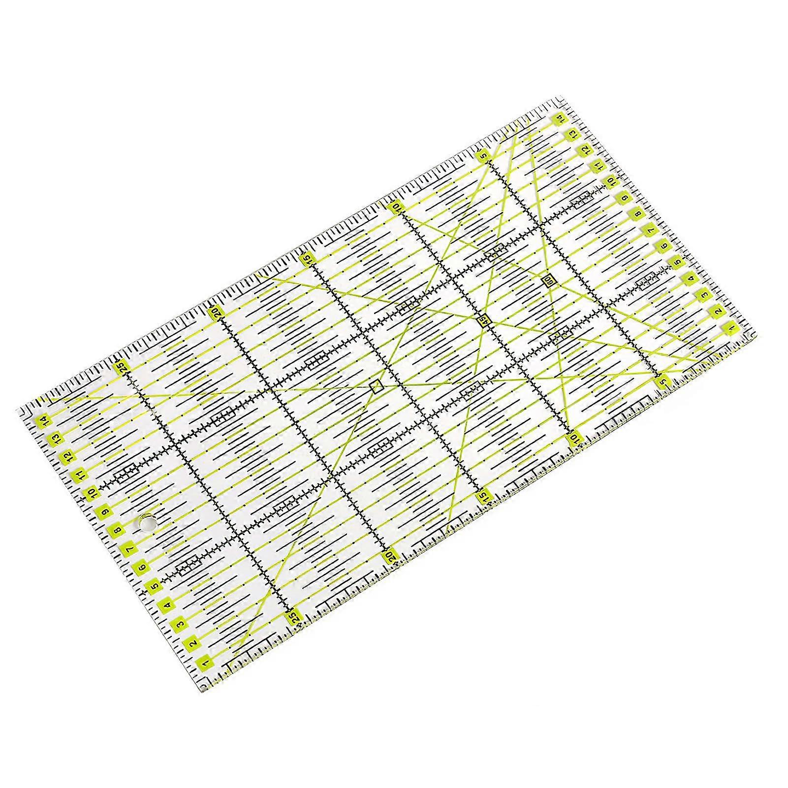 Large NonSlip Quilting Ruler 15 x 30 cm with Multiple Angle Markings for Patchwork Sewing