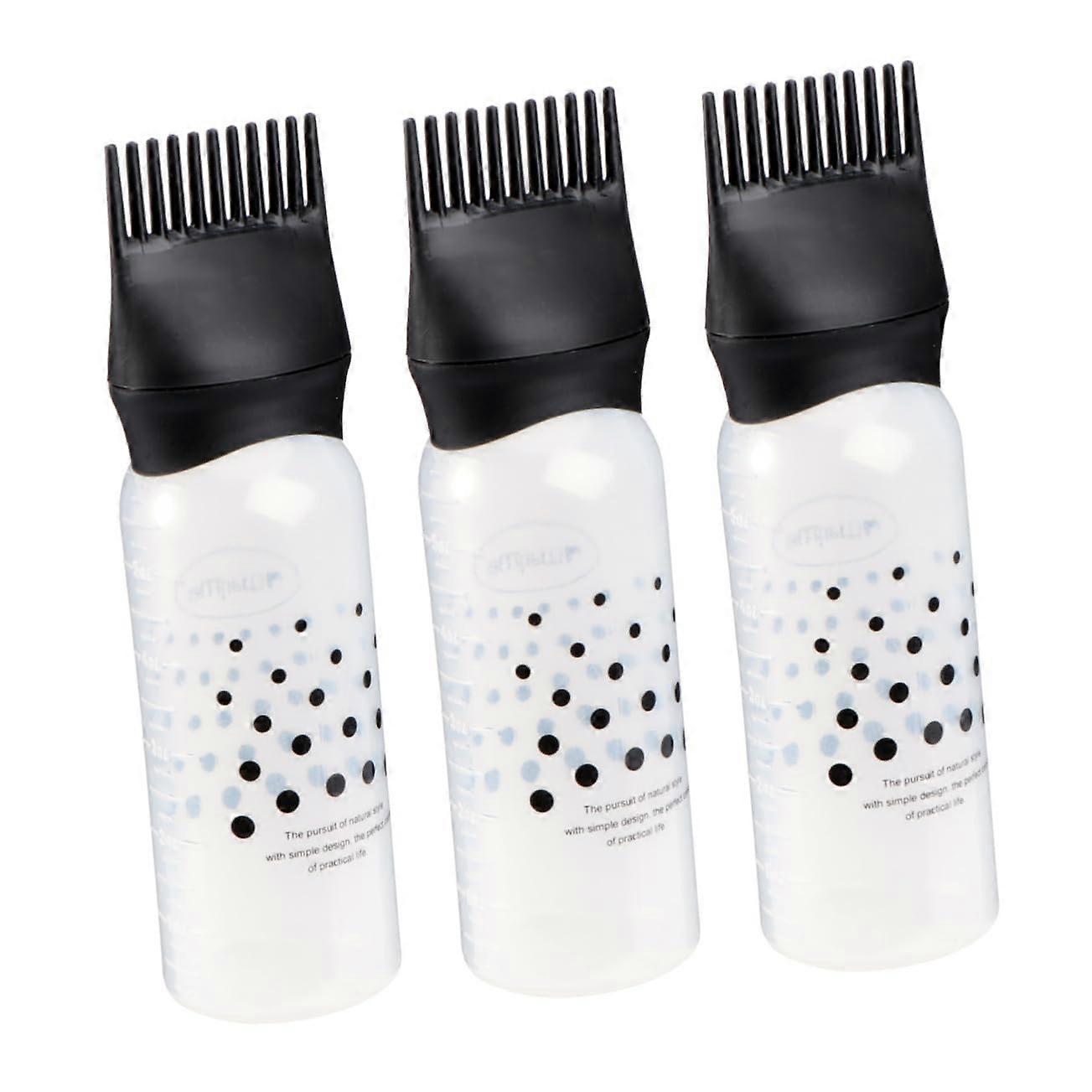 3pcs Plastic Hair Dye Applicator Bottles for Even Color Distribution and Precision Flow