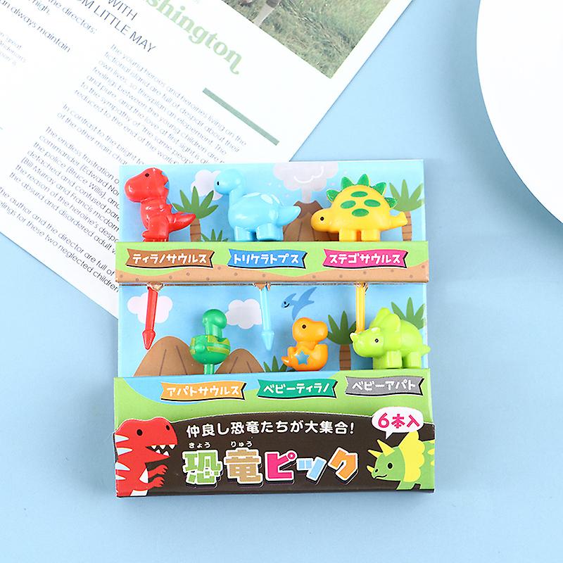 6pcs/set Dinosaur Mini Animal Cartoon Food Picks Children Snack Fruit Fork