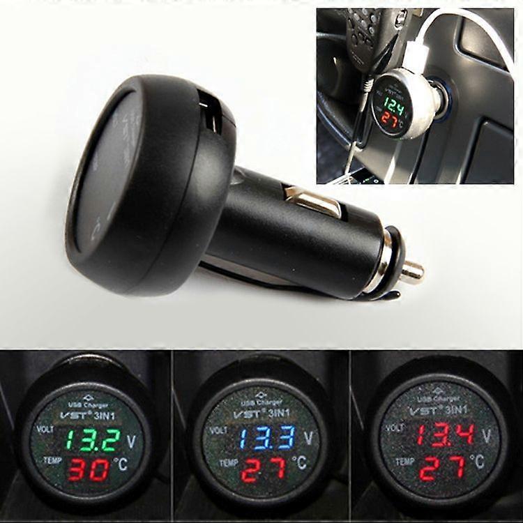 3 in 1 Universal Car Digital Voltage Meter Temperature Meter
