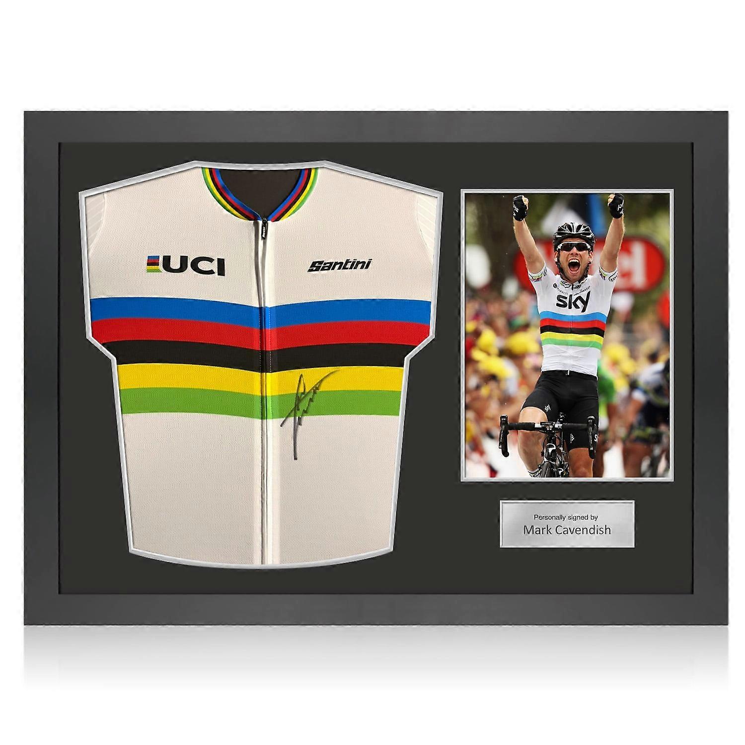 Mark Cavendish Signed 2025 UCI World Championship Jersey. Icon Frame