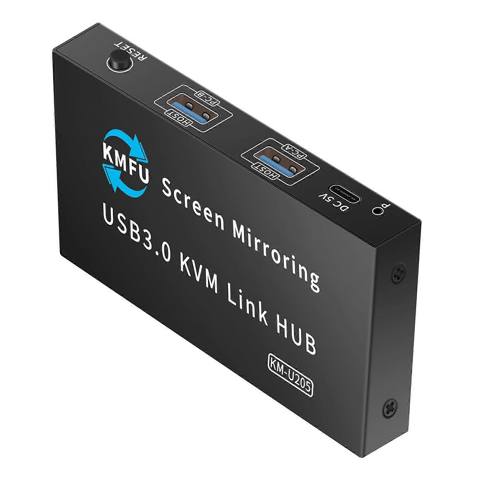 Plugs And Play USB3.0 KVM Switching Allows Keyboards Mouse Control On 2 Computers Simultaneously Multicolor