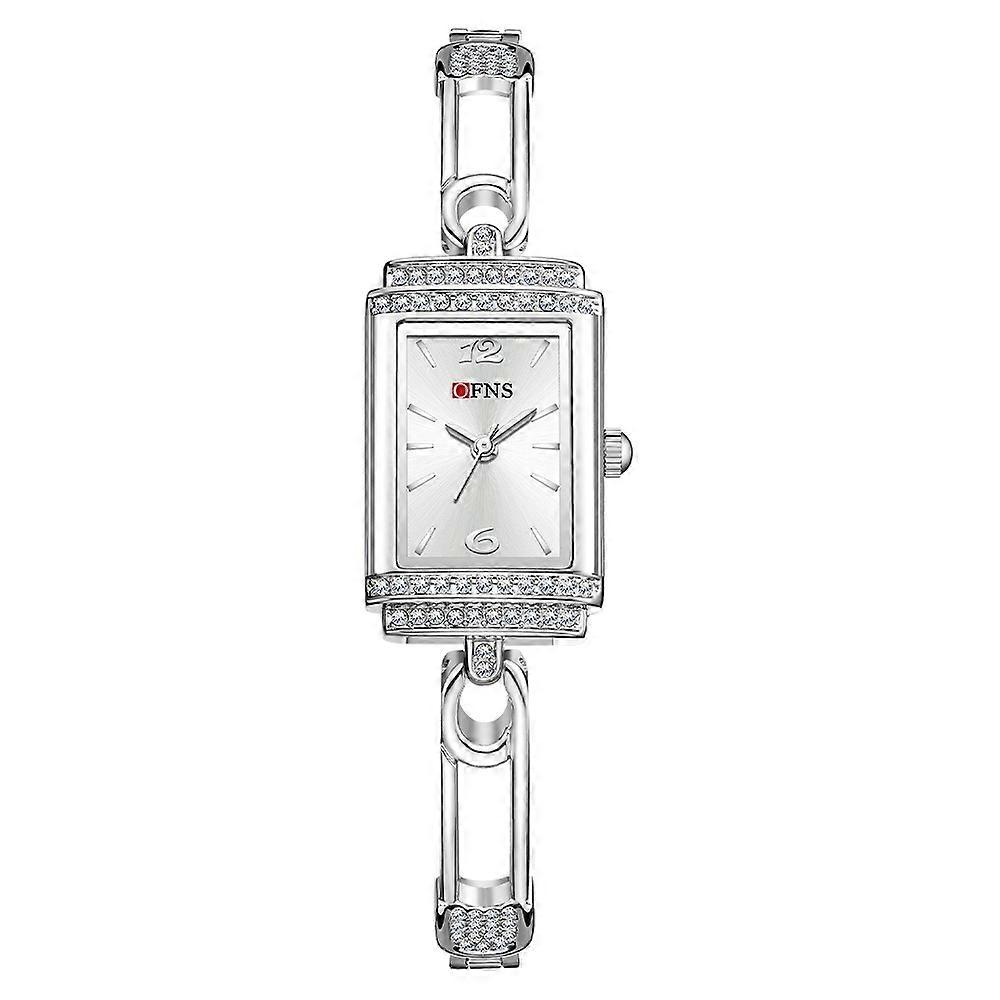 Women's Rectangular Silver Bracelet Watch Office Evening Casual