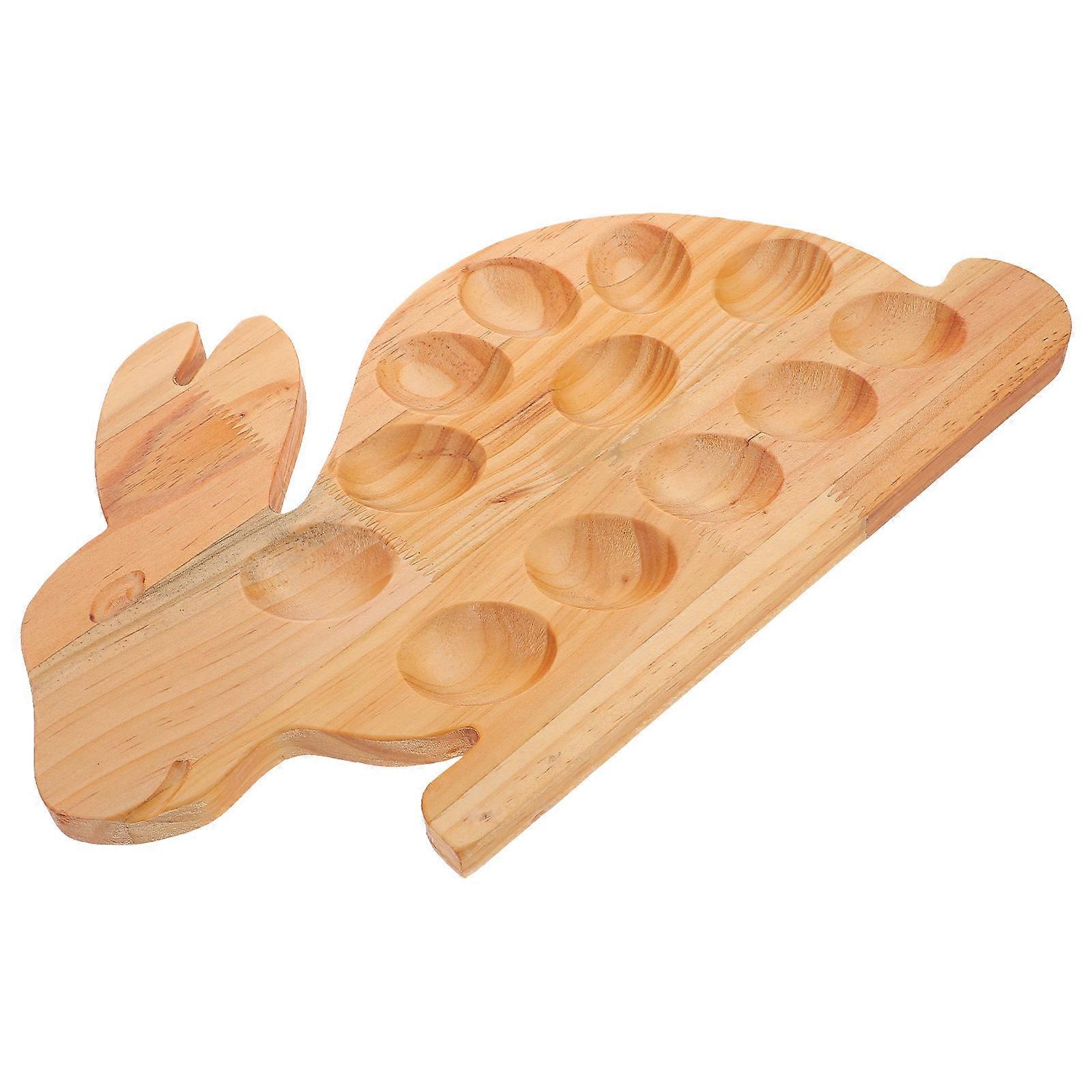 Bunny Deviled Egg Platter Wood Egg Holder for Kitchen Serving