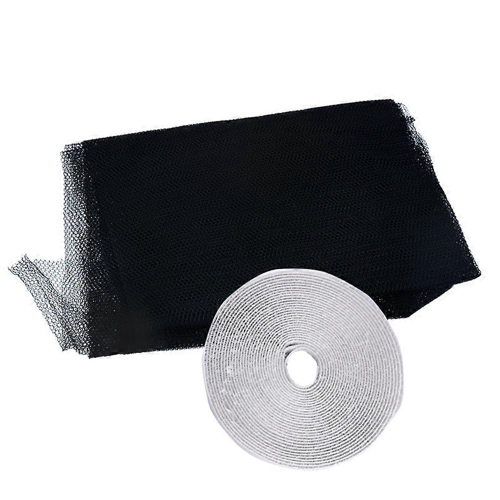 Net For Window Prevent Bugs Rectangular Mesh Black 130x150cm Self-Adhesive DIY for Office 1Set