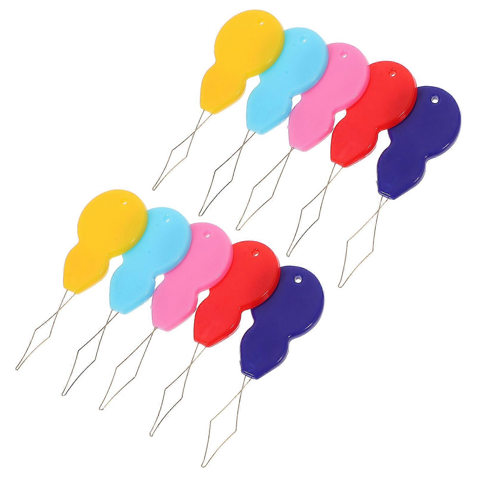 10pcs Plastic Wire Loop Needle Threader Stitch Insertion Hand Machine DIY Sewing Tool (Random Color)