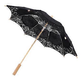 Guarda-chuva de noiva bordado com renda, guarda-chuva decorativo, adereço para fotografia, preto