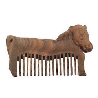 Wood Comb: Portable Sandalwood Comb Zodiac Horse Designed - Anti-Static Wide Tooth Scalp Massager Pocket Size for Travel and Daily Use