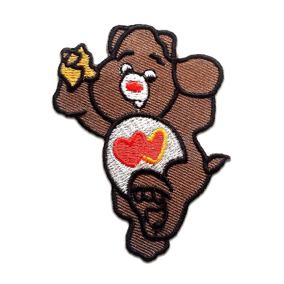 Patch / Iron-on Patch - Bear Cupid Heart - Brun - 7,5 x 5,6 - Applique Patch