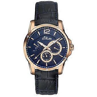 poignet montre analogique quartz cuir s.Oliver masculine IP Rosé SO-15149-LMR