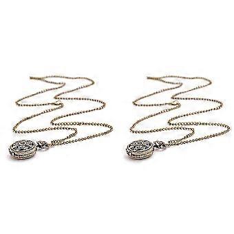 2x moda vintage retro bronze quartzo relógio bolso corrente pingente colar (lótus)