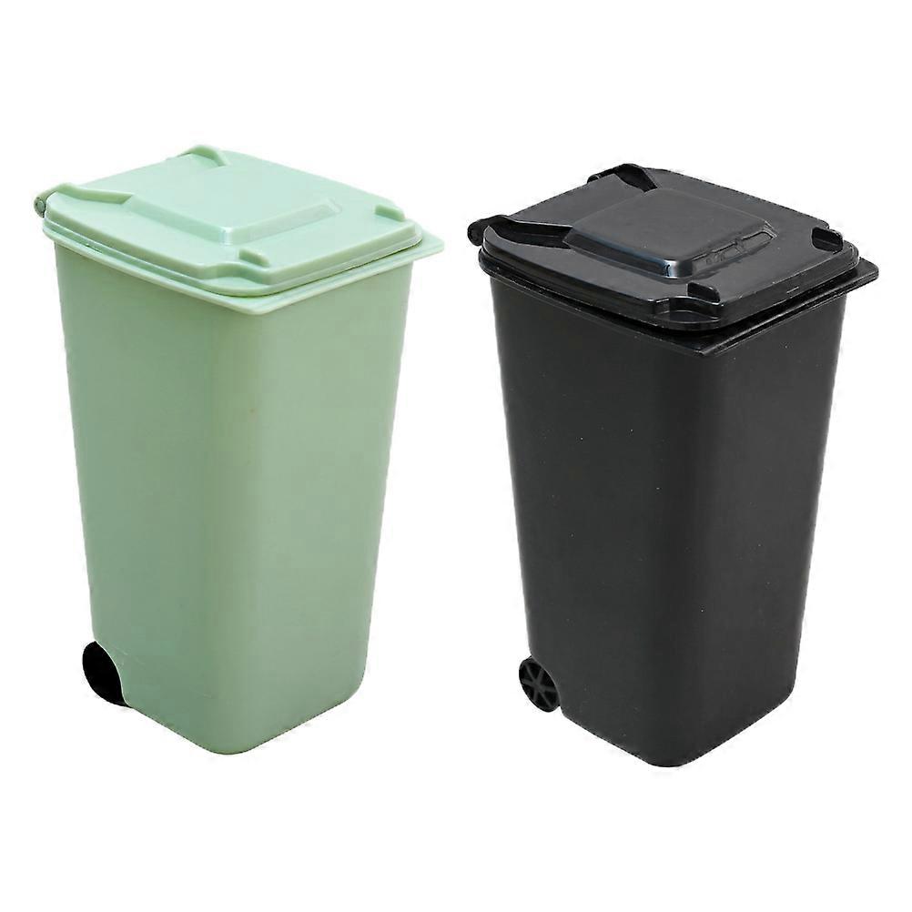 2Pcs Desktop Garbage Pails Multi-function Trash Cans Decorative Garbage Cans Home Accessory