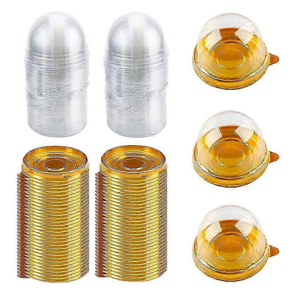 100 PCS Clear Plastic Mini Cupcake Box Round