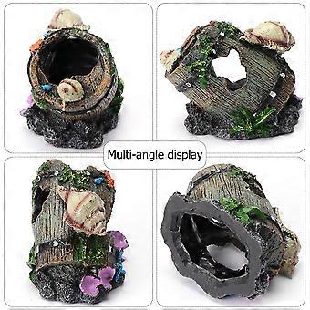 Shell Barrel Resin Fish Tank Ornament for Fish Shelter Decoration