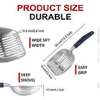 Cat Litter Scoop Metal Pet Litter Scoop with Deep Shovel and Long Handle for Cats Dogs Litter Tray