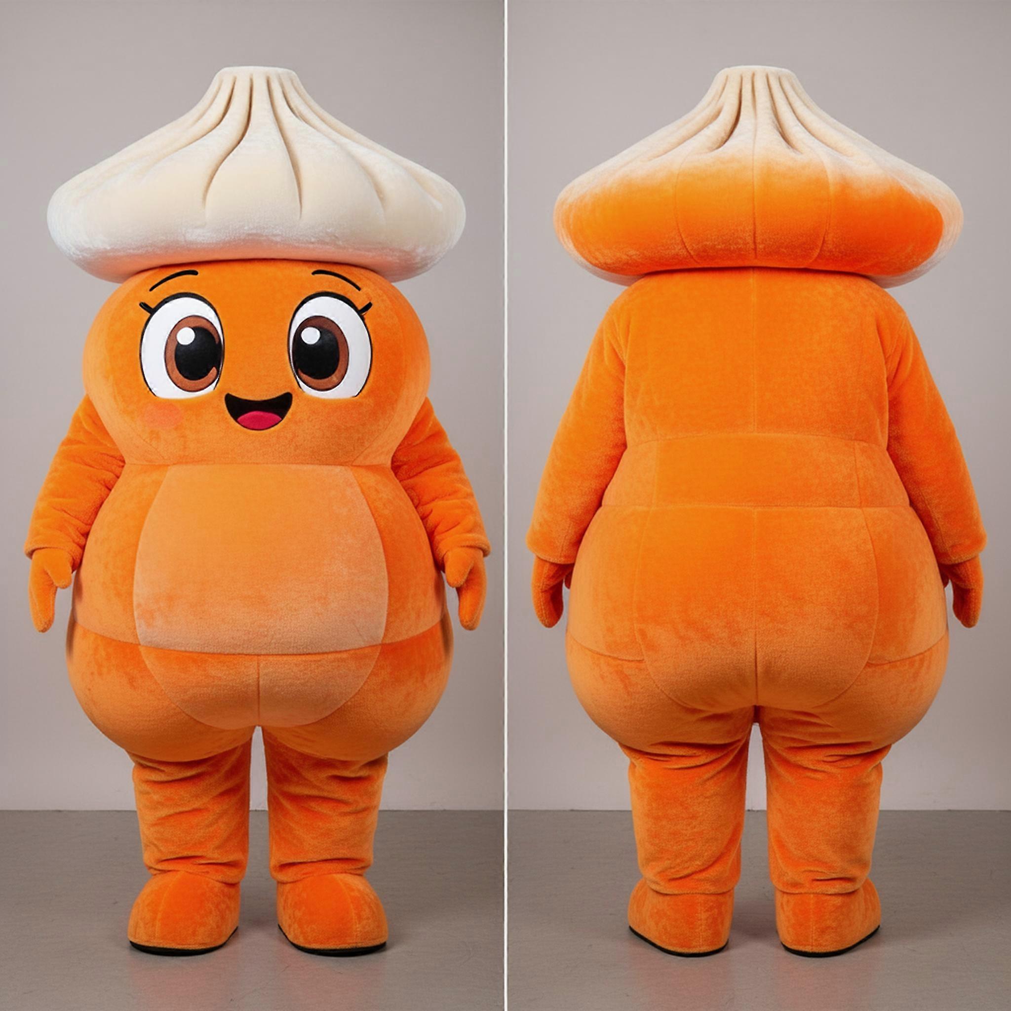 MASTICOT Vibrant Orange Rounded Dim Sum Mascot
