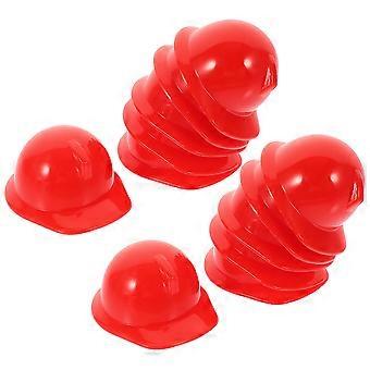 Mini bouwpoppetjeshoedjes van plastic, veiligheidshoedjes voor feestdecoratie, 150 stuks, rood.