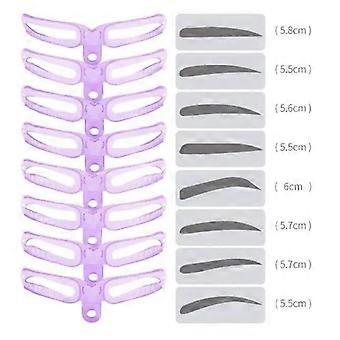 Pack of 8 Eyebrow Stencils for Beginners Reusable DIY Eyebrow Stamps for 3 Minutes Makeup (Purple)
