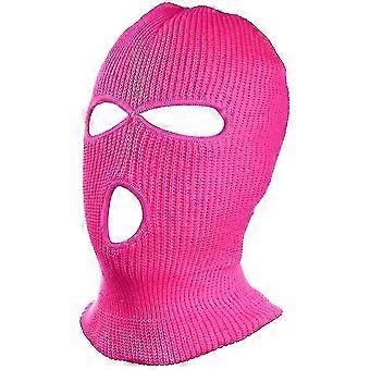 Masque de ski en tricot à 3 trous, couvre-visage complet pour sports de plein air, chaud et doux