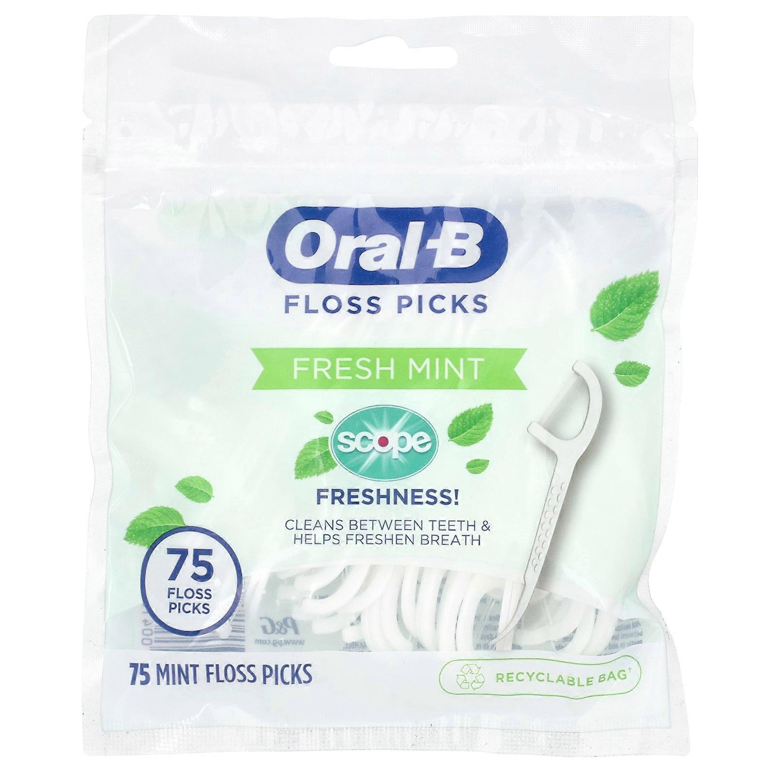 7 x Oral-B, Scope Floss Picks, Fresh Mint, 75 Floss Picks